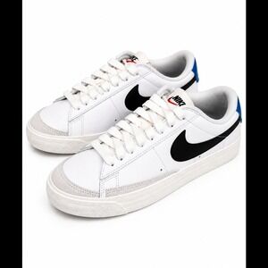 Nike Blazer Low '77 GS White Black Blue Youth Boys Size 5Y Sneakers DA4074-111